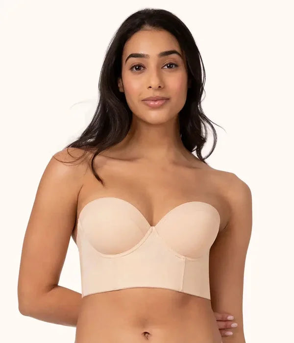 Mode draagt Elegante Comfortabele Strapless Push Up BH│1+1 Gratis beige zonder bandjes van achterkantt