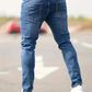 Blaue Slim-Fit Jeans mit Used-Look - Oliver