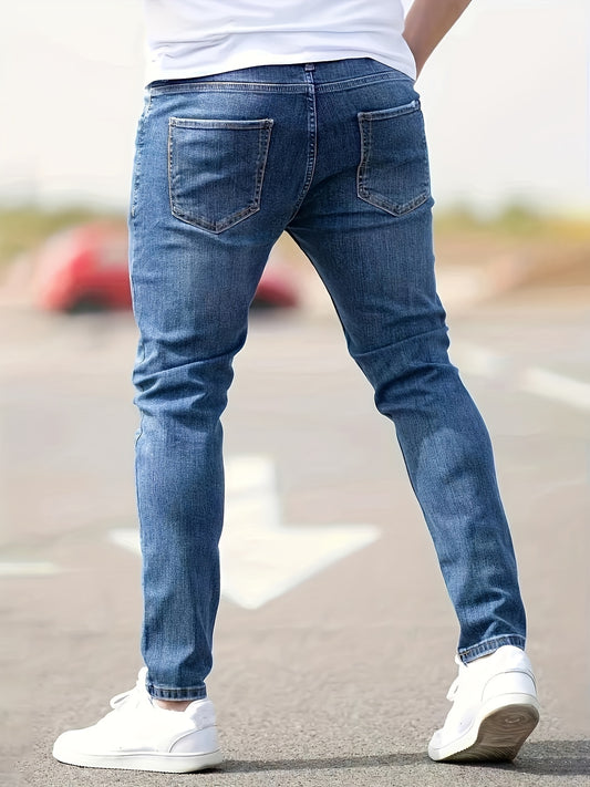 Blaue Slim-Fit Jeans mit Used-Look - Oliver