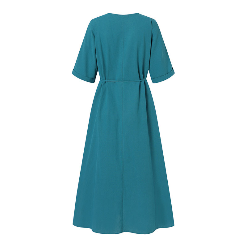 Emilia - Blaues Baumwoll-Maxikleid