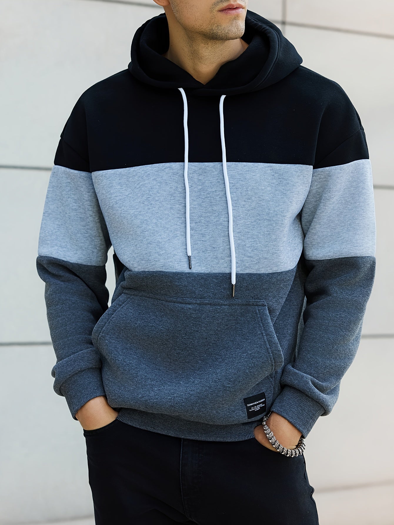 Schwarz-Grauer Colorblock Hoodie - Jonas