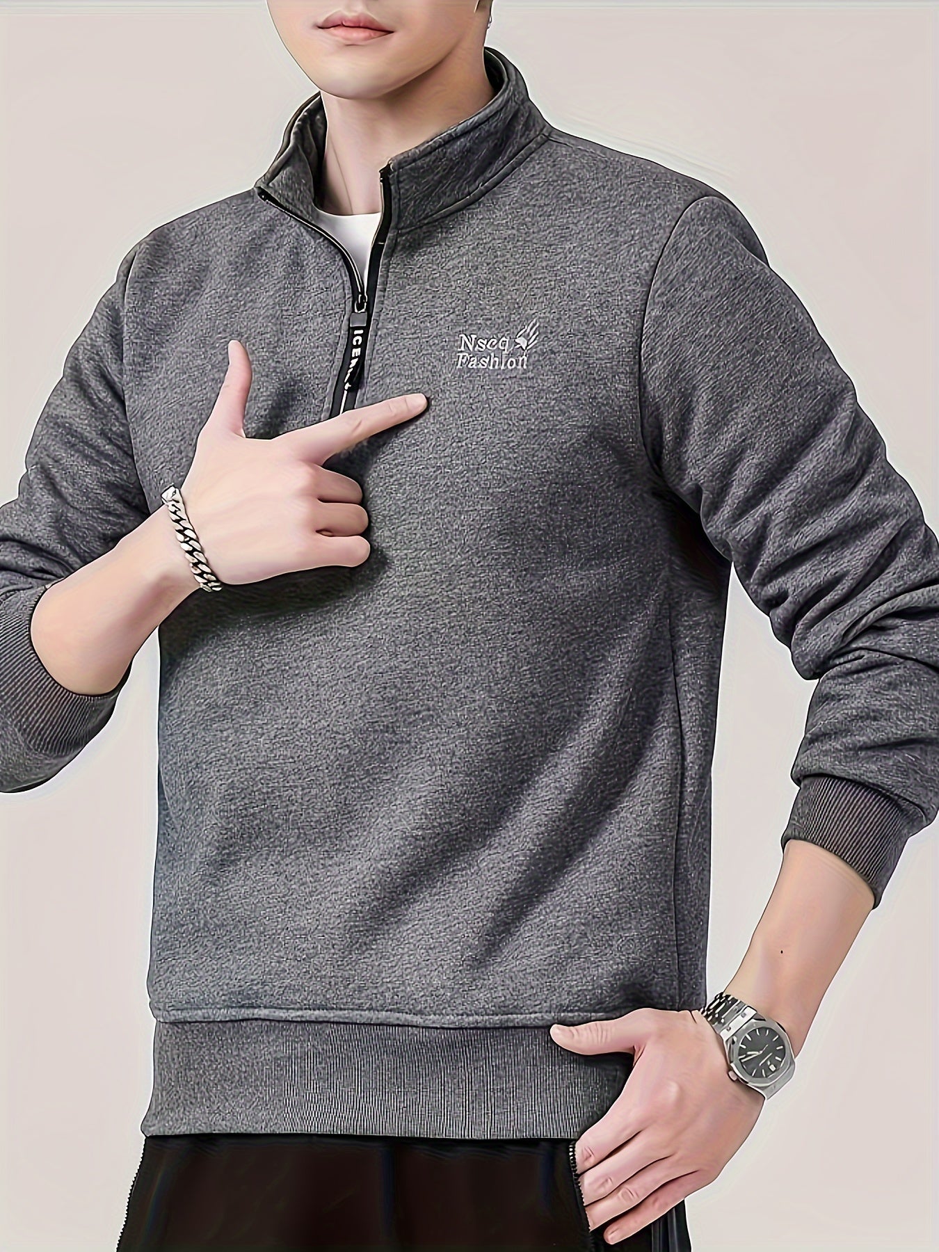 Sweatshirt mit Reißverschluss – Grau – Max