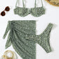 Amelia - Dreiteiliges Strandbikini-Set mit Blumenmuster