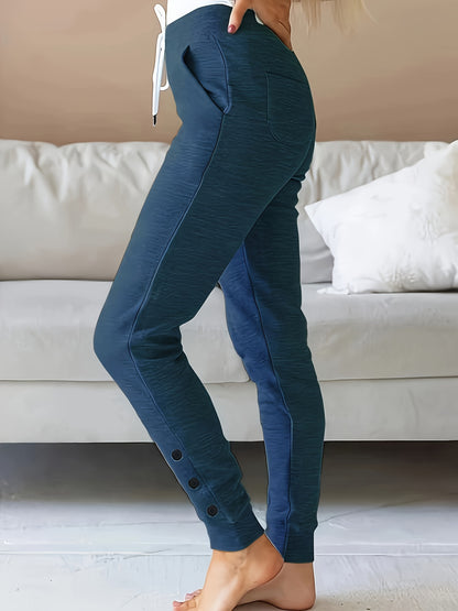 Lila Tapered Jogginghose mit Knopfleiste - Mia