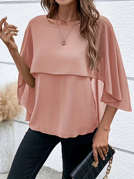 Rosa Chiffonbluse Cape - Isabelle