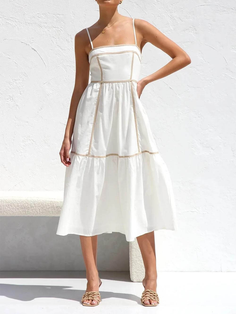 Weißes Sommerkleid Träger - Mia