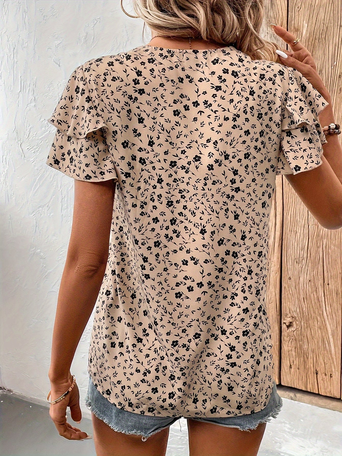 Beige Floral Blouse - Emma