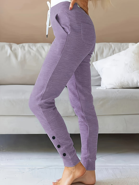 Lila Tapered Jogginghose mit Knopfleiste - Mia