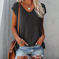 Casual-Shirt mit V-Ausschnitt & weichem Fall