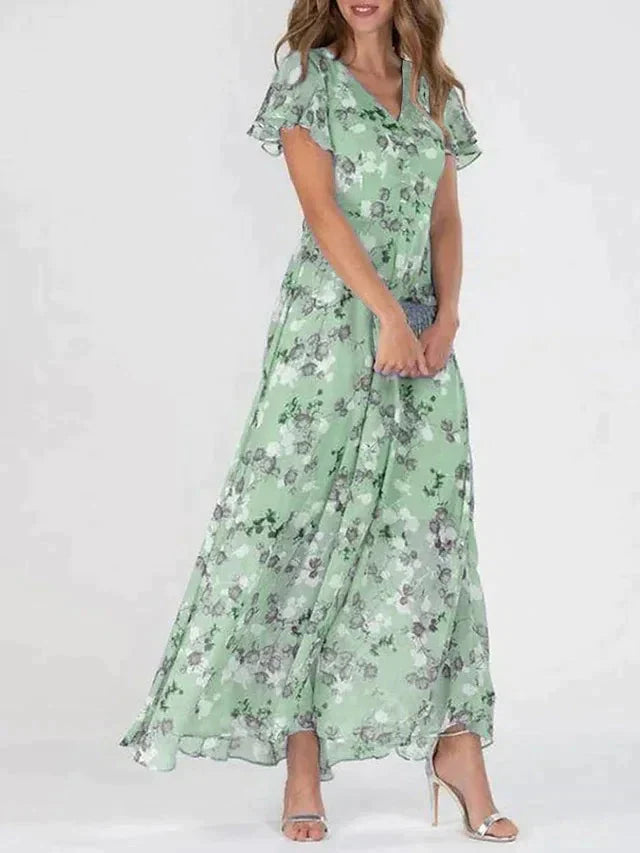 Romantisches Blumenmaxikleid mit Rüschen