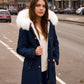 Blaue Lange Winterparka - Nora