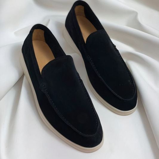 Damen-Eleganz Schwarz Veloursleder-Loafer