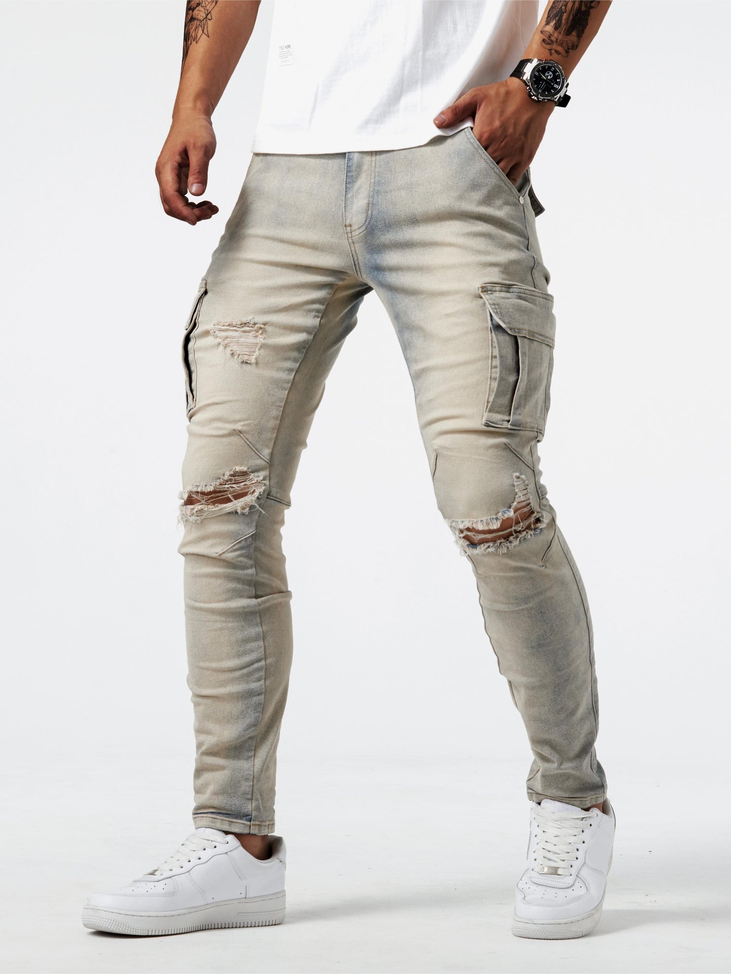 Schwarze Cargo-Jeans Slim-Fit - Finn