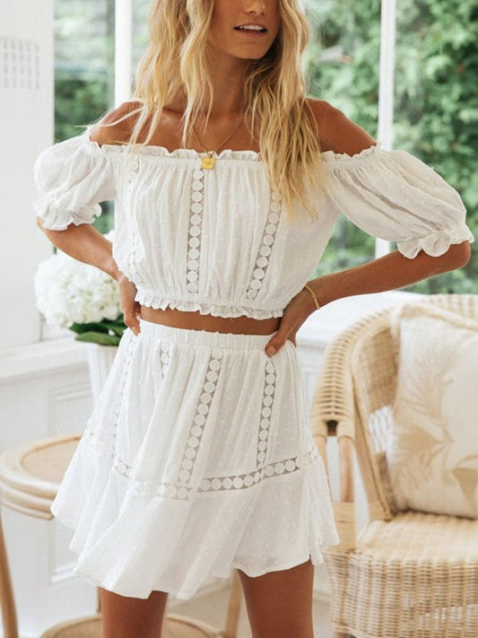 Weißes Off-Shoulder Set - Emma