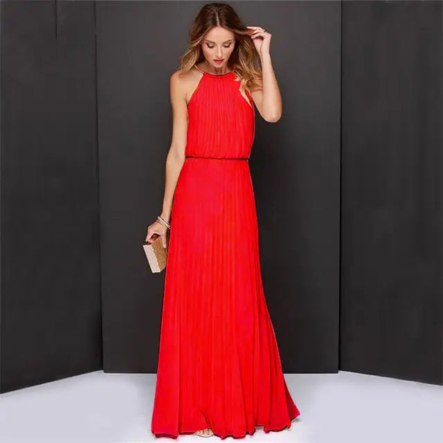 Rotes Plisseekleid - Amira