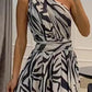 Natalia - Schwarz-Weißes Zebra-Maxikleid