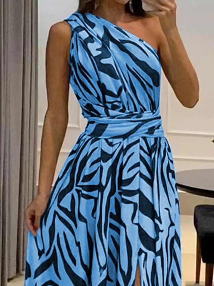 Natalia - Schwarz-Weißes Zebra-Maxikleid