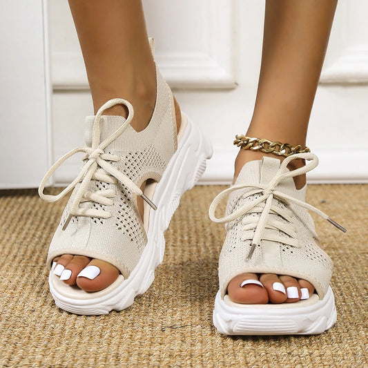 Ella - Beige Damen-Sneakersandalen