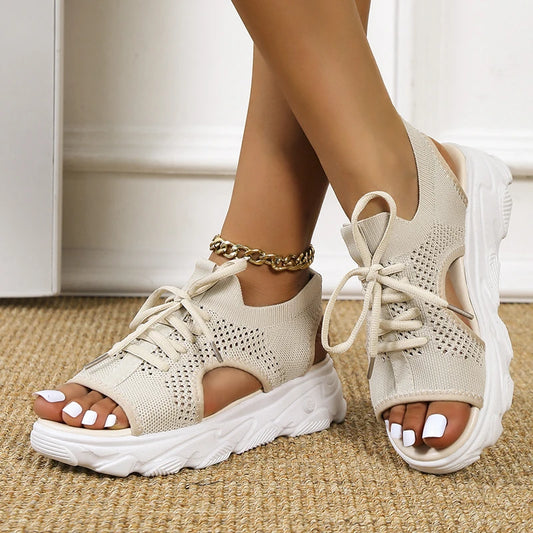 Ella - Beige Damen-Sneakersandalen