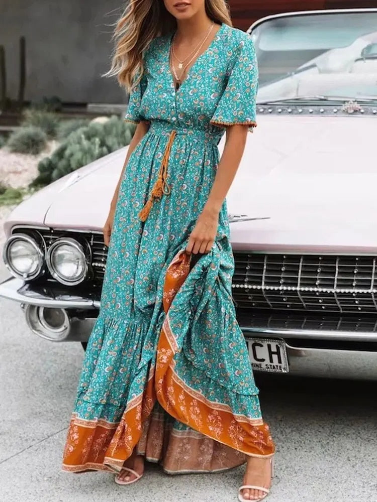 Türkises Boho Kleid - Lena