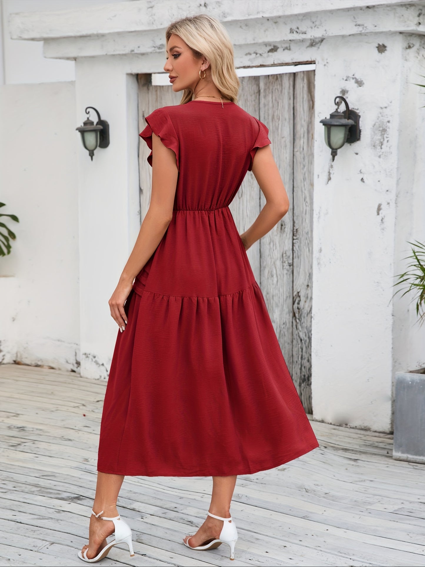 Salbeigrünes Midi-Sommerkleid - Emma