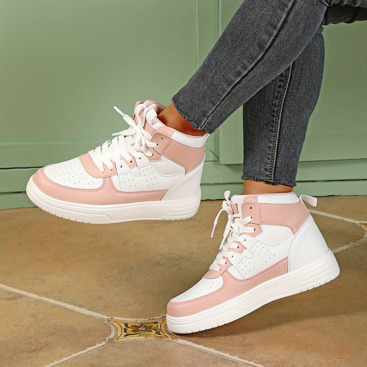 Pastellrosa High-Top Sneakers - Damen Mia