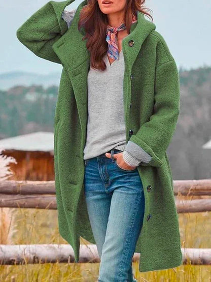 Grüner Hoodie Mantel Damen - Clara