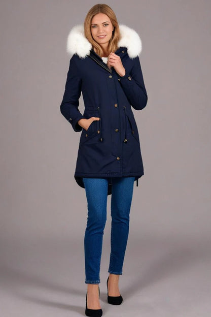 Blaue Lange Winterparka - Nora