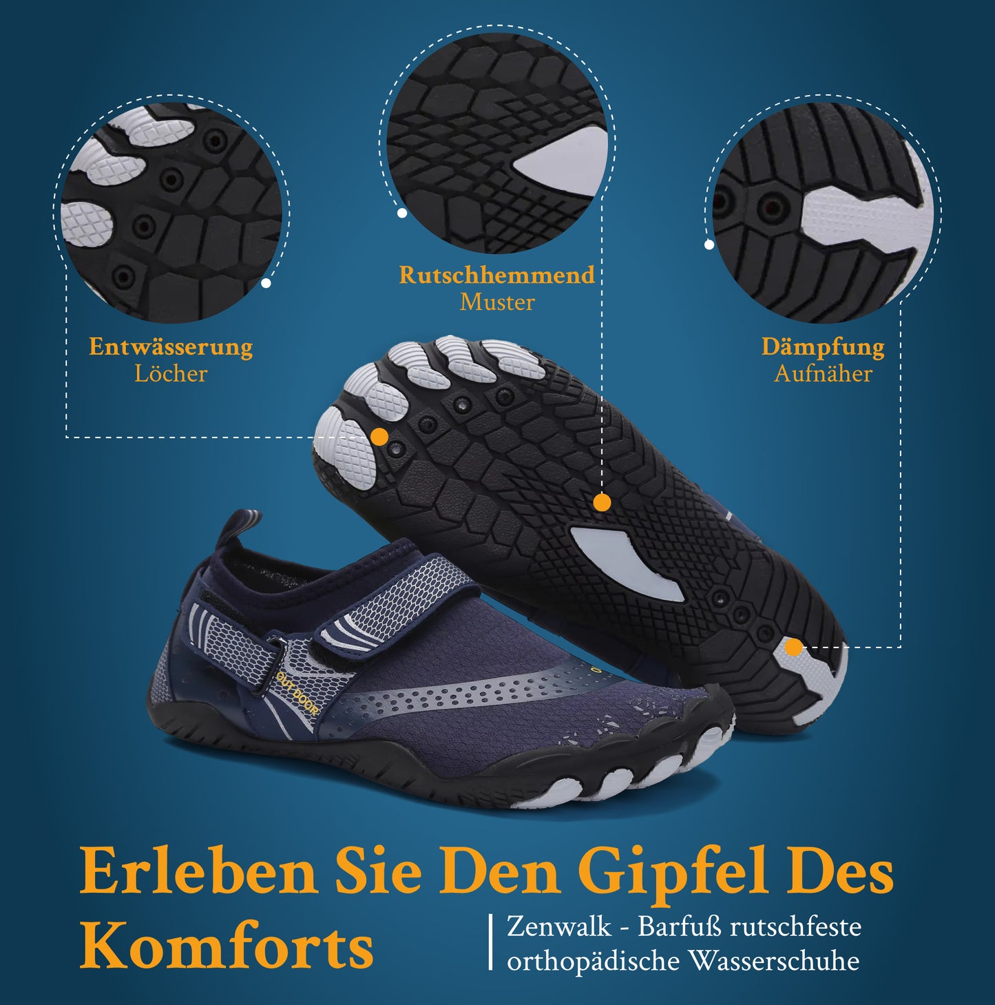 Zenwalk - Barfuß Rutschfest Orthopädische Wasserschuhe