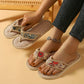 Beige Stoff-Flip-Flops - Sofia