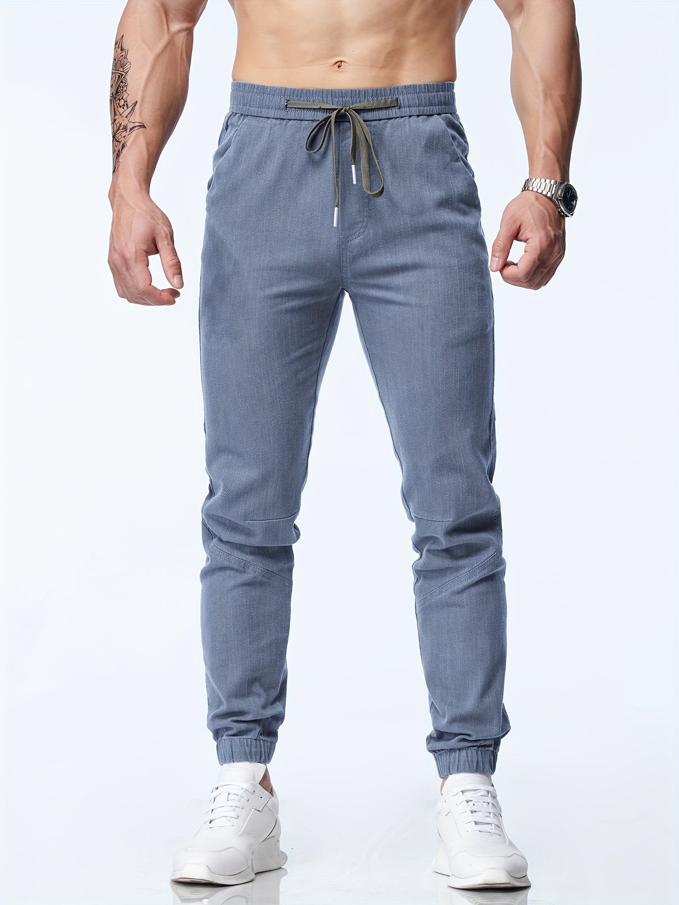 Graue Jogger-Jeans mit Kordelzug - Elias