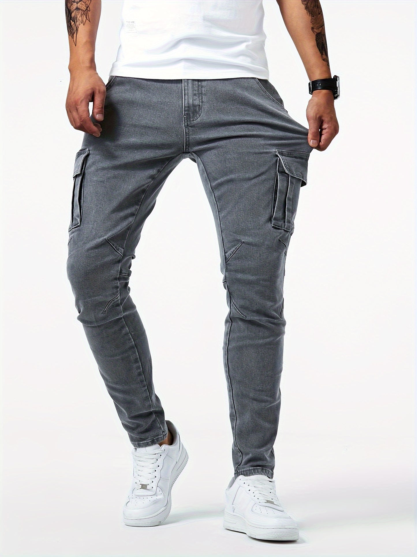 Schwarze Cargo-Jeans Slim-Fit - Finn