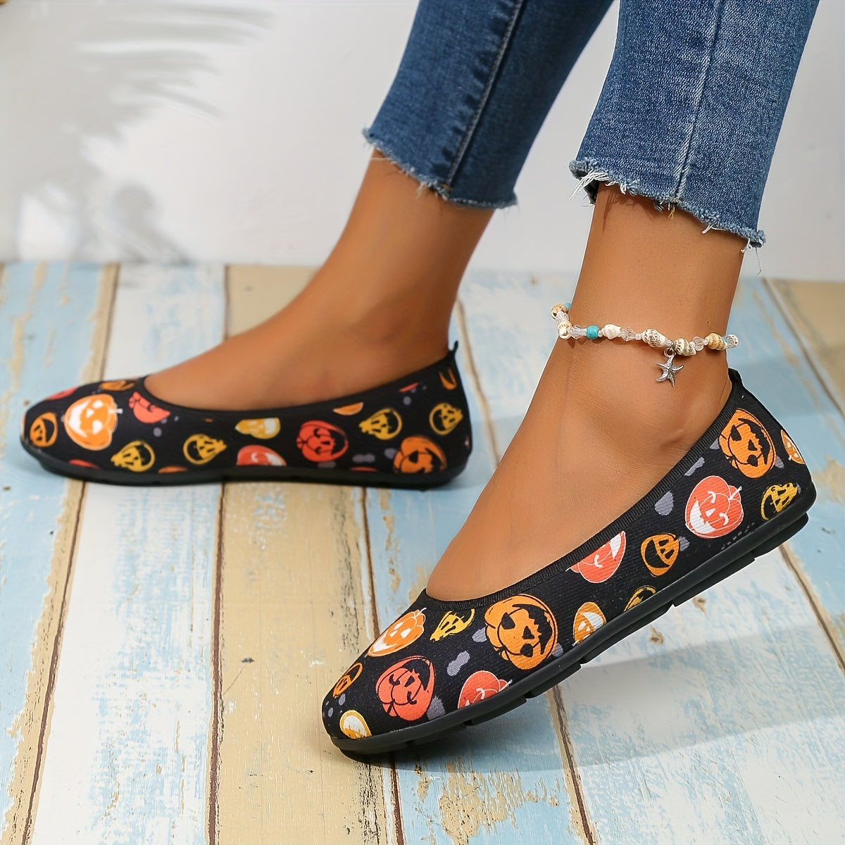 Halloween Kürbis Druck Slipper Schuhe - Lisa