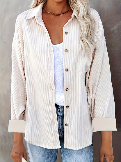 Beige Cordbluse Langarm - Lea