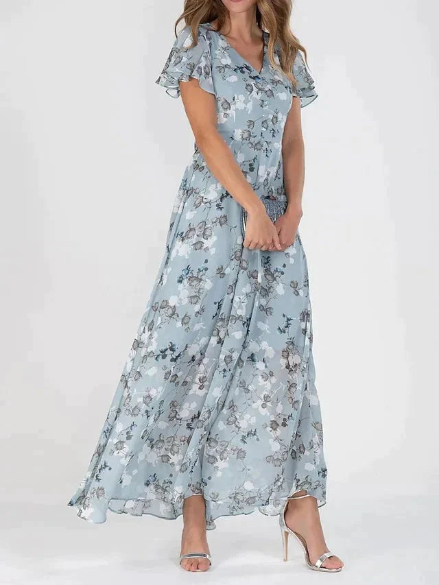 Romantisches Blumenmaxikleid mit Rüschen