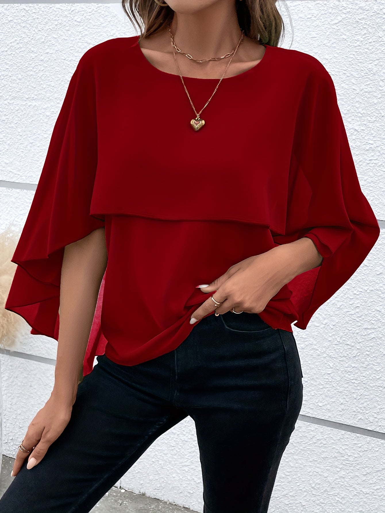 Rosa Chiffonbluse Cape - Isabelle