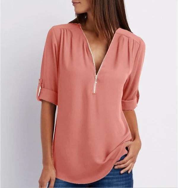 Elegante V-Ausschnitt Bluse – Vielseitig & Chic