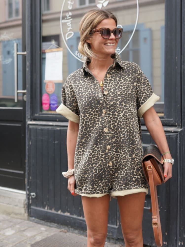 Braunes Cheetah Playsuit - Mia