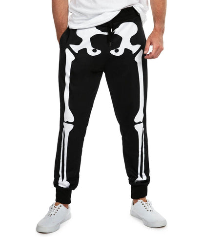 Schwarze Halloween Jogginghose mit Skelett-Print – Tobias