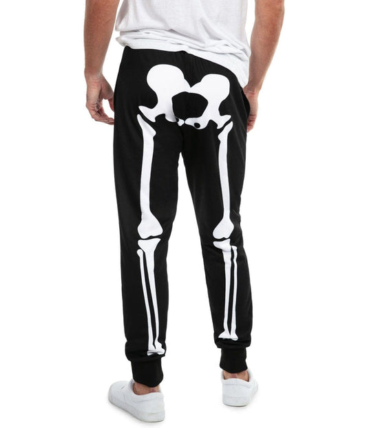 Schwarze Halloween Jogginghose mit Skelett-Print – Tobias