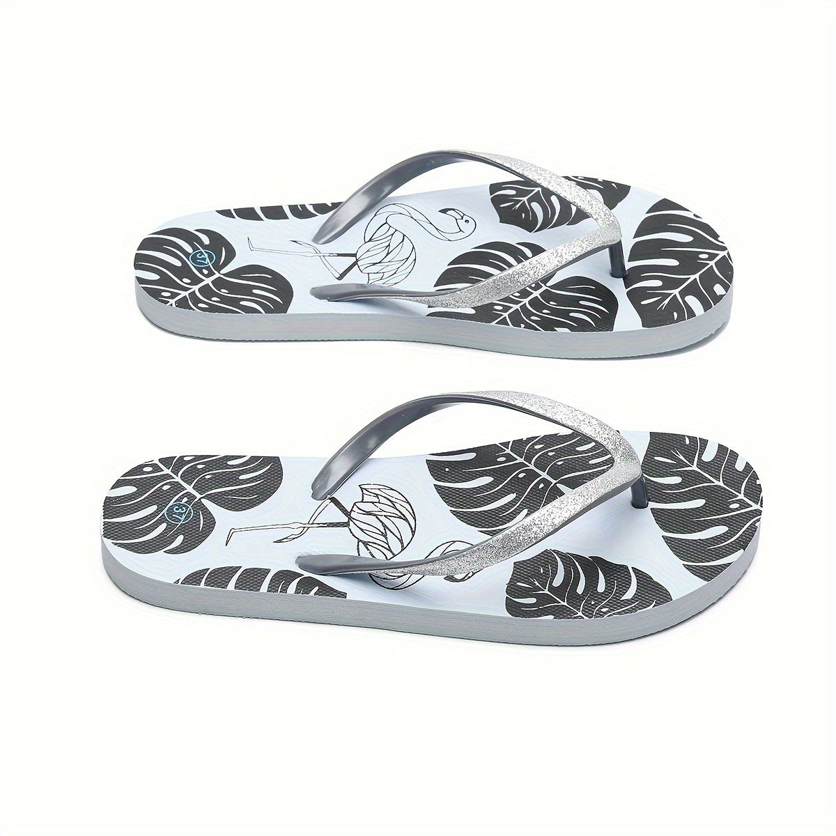 Graue Tropen-Flip-Flops - Flora