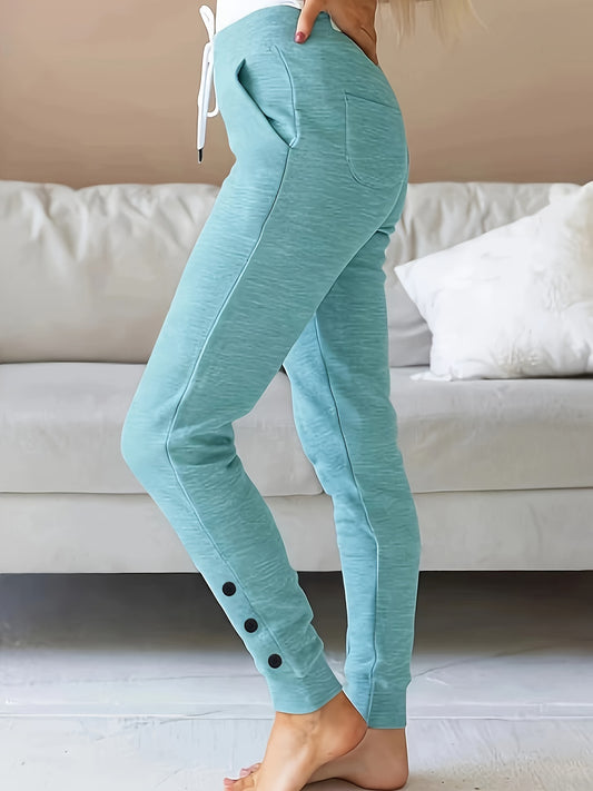 Lila Tapered Jogginghose mit Knopfleiste - Mia