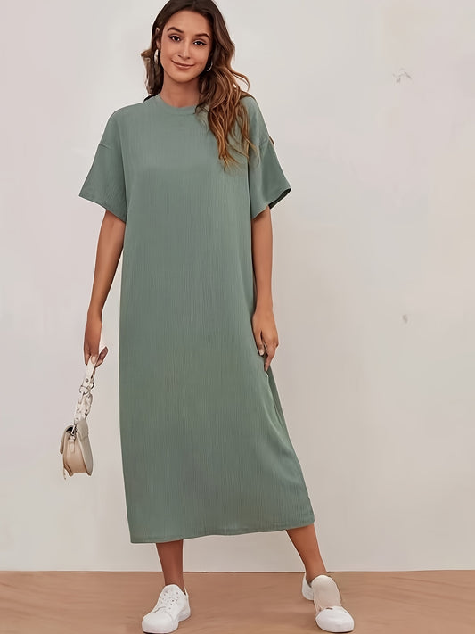 Salbeigrünes Midi-T-Shirt-Kleid - Lena