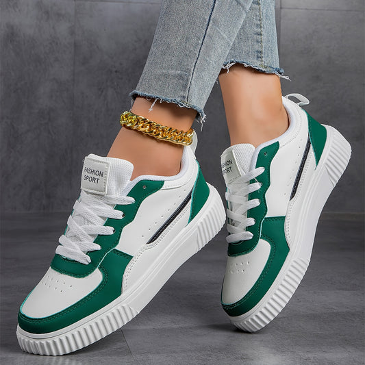 Weiß-Grüne Sneaker mit Plateau-Sohle - Jade