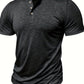 Schwarzes Herren Henley-Sportshirt mit Rundhalsausschnitt - Alex