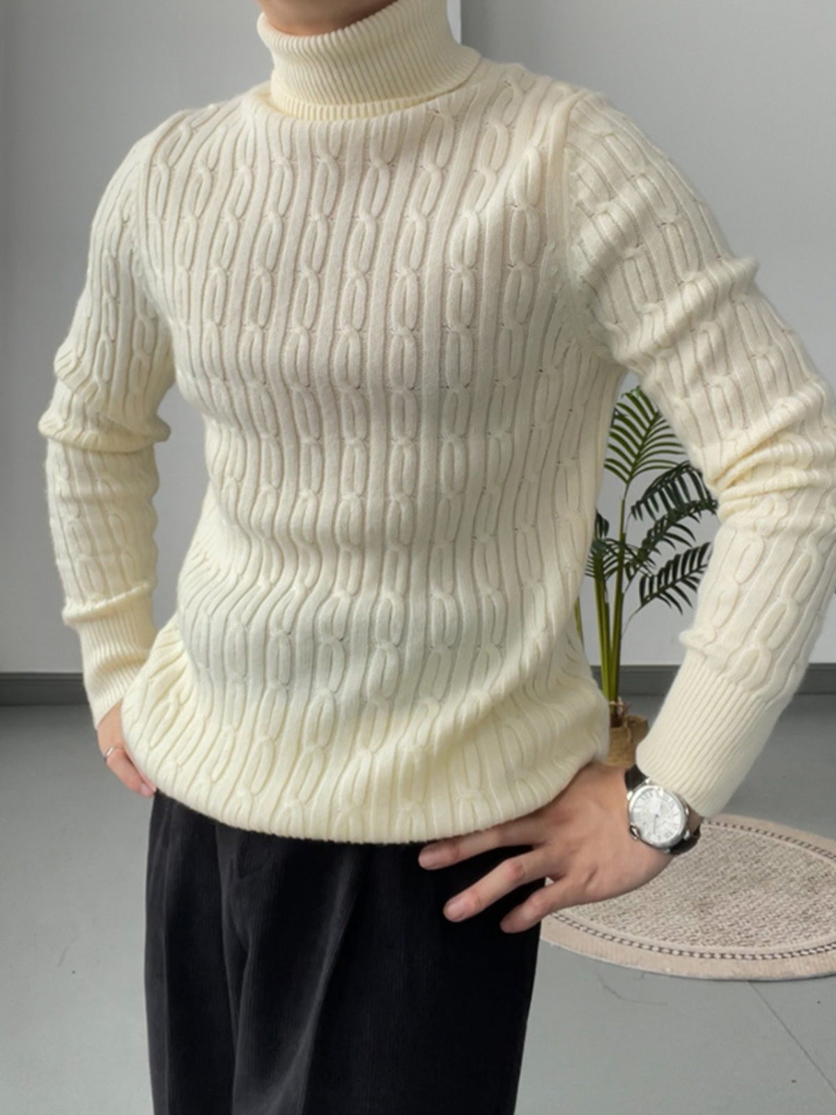 Casual Wollpullover Rollkragen Weiß - Elias