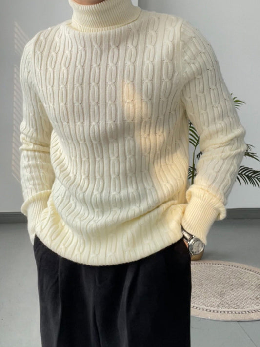 Casual Wollpullover Rollkragen Weiß - Elias