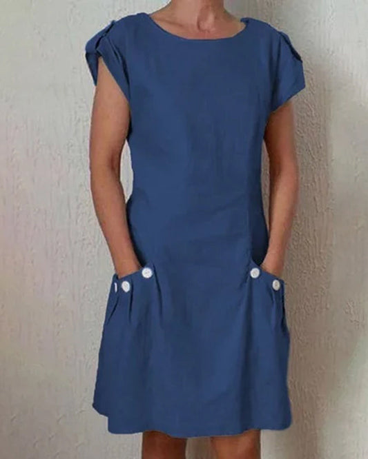 Lena - Marineblaues Taschenkleid