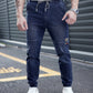 Dunkelblaue Jogger-Jeans mit Kordelzug - Tim