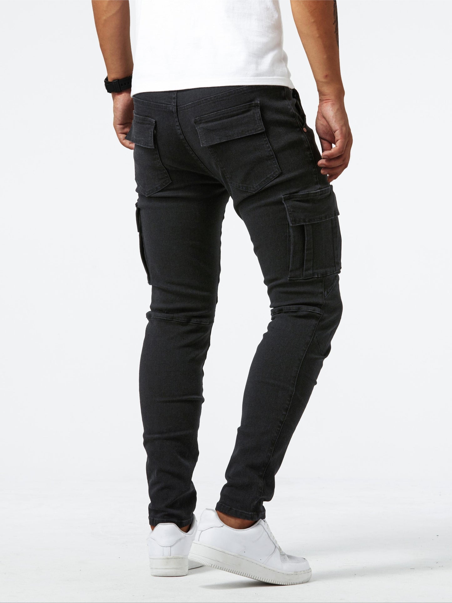 Schwarze Cargo-Jeans Slim-Fit - Finn